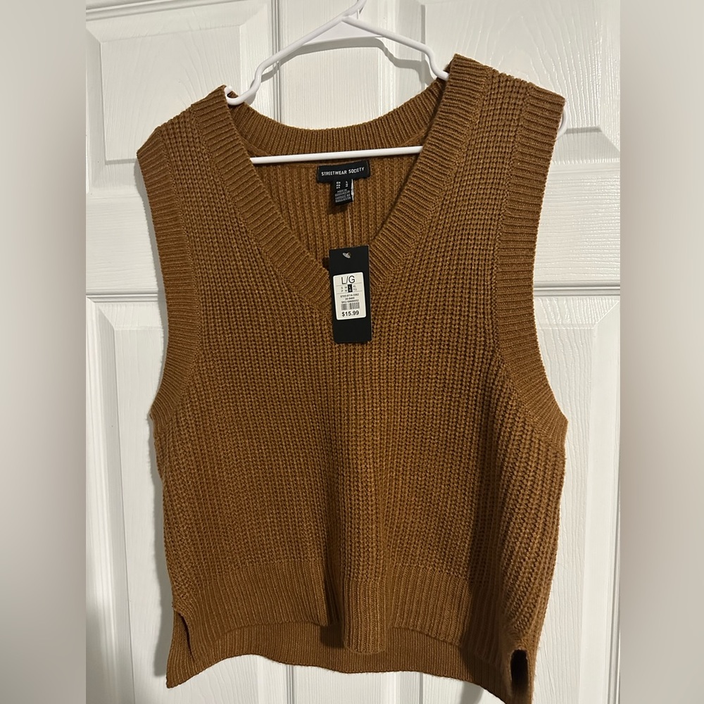 Brown sweater vest